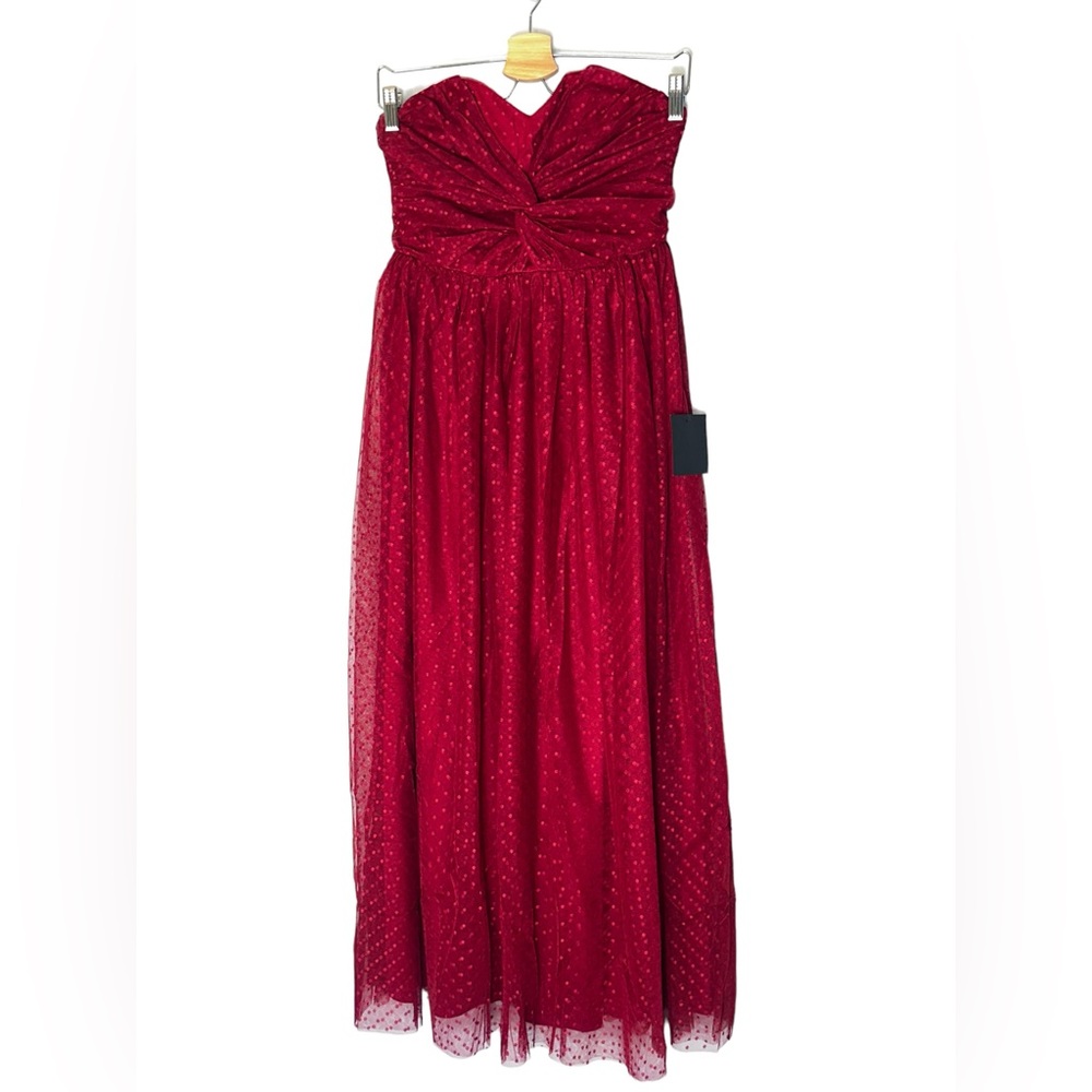 Lulu's Red Strapless Midi Dress - Picture 4 of 15